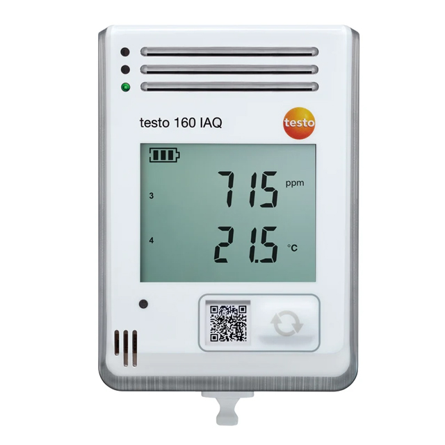 Afficheur CO2 ambiant, %HR, °C et hPa testo 160 IAQ - Connecté avec alarmes visuelles