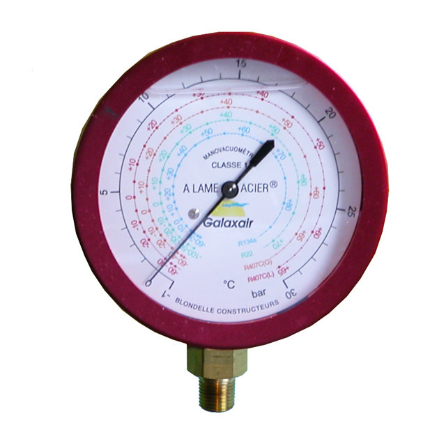 Manomètre haute pressionbain huile Ø 80, R22, R134a, R404A, R407C, R410A